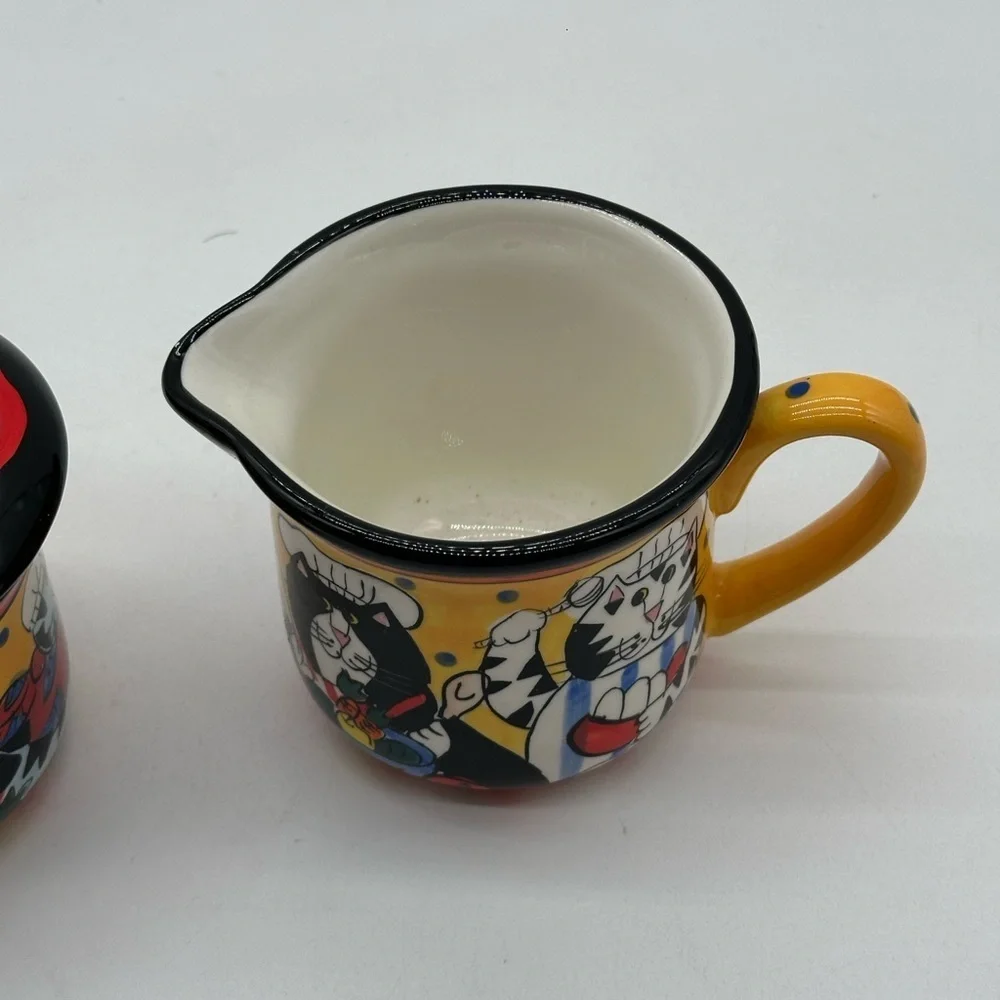 Catzilla by Candice‎ Reiter 3 Cat Chefs Creamer Pitcher 2002 Discontinued